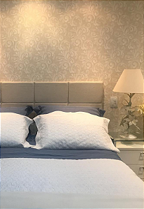 Cabeceira Estofada Casal 8 Blocos Não é Segredo Linho Bege 140x60