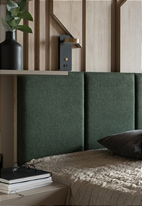 Cabeceira Estofada Queen 8 Blocos Não é Segredo Suede Liso Verde 160x60