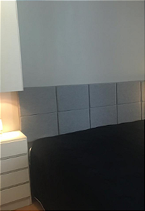 Cabeceira Estofada Queen 10 Blocos Não é Segredo Linho Cinza Vazado 160x60