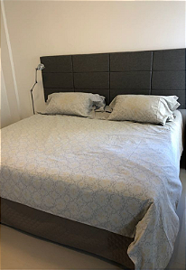 Cabeceira Estofada Casal 12 Blocos Não é Segredo Linho Chumbo 140x90