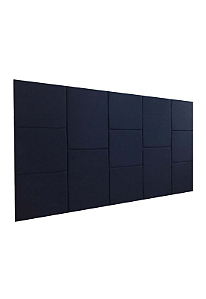 Cabeceira Estofada King 13 Blocos Não é Segredo Suede Liso Azul Marinho 195x60