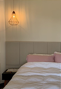 Cabeceira Estofada Queen 7 Blocos Não é Segredo Linho Cru Mesclado 160x120