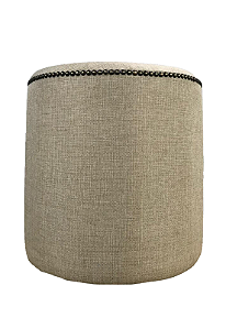 Puff Redondo Tachas Não é Segredo Linho Palha Pé Fixo 40x45 NSPRT08L-F