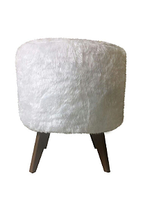 Puff Pé Palito Redondo Não é Segredo Astracan Pelúcia Branco Pés Marrom 40x45