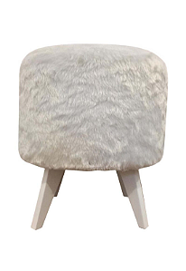 Puff Pé Palito Redondo Não é Segredo Astracan Pelúcia Branco Pés Branco 40x45