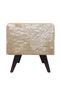 Puff Pé Palito Quadrado Não é Segredo Astracan Pelúcia Bege 40x45