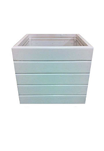 Vaso Madeira Rústico Não é Segredo Branco 40x36