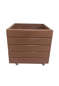 Vaso Madeira Rústico Não é Segredo Marrom Rodinha 40x40