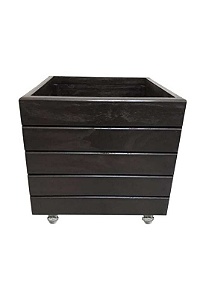 Vaso Madeira Rústico Não é Segredo Preto Rodinha 40x40