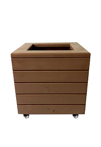 Vaso Madeira Rústico com Borda Não é Segredo Marrom Rodinha 40x42