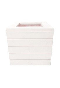 Vaso Madeira Rústico com Borda Não é Segredo Branco Rodinha 40x42