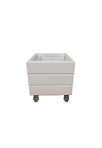 Vaso Madeira Rústico Não é Segredo Branco Rodinha 25x26