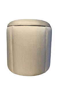Puff Redondo Baú Não é Segredo Debrum Linho Bege 40x45 NS0608