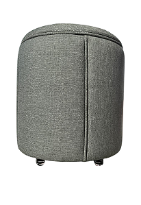 Puff Redondo Baú Não é Segredo Debrum Linho Cinza Vazado 54x60 NS0609