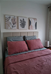 Cabeceira Estofada Queen 15 Blocos Não é Segredo Facto Bege 160x90