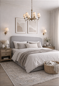 Cabeceira Estofada Casal Orgânica Não é Segredo Linho Cinza Clarinho 140x60