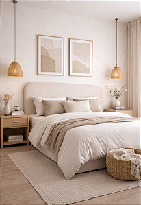 Cabeceira Estofada Queen Orgânica Não é Segredo Linho Cru 160x60