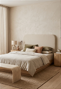 Cabeceira Estofada King Orgânica Não é Segredo Linho Cru Mesclado 195x60