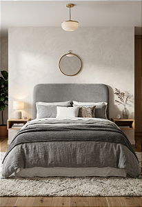 Cabeceira Estofada Queen Orgânica Não é Segredo Veludo Cinza 160x120