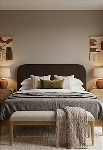 Cabeceira Estofada Queen Orgânica Não é Segredo Suede Animale Marrom Escuro 160x60