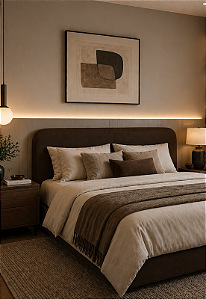 Cabeceira Estofada Queen Orgânica Não é Segredo Suede Liso Marrom Escuro 160x60