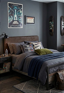 Cabeceira Estofada King Orgânica Não é Segredo Suede Amassado Marrom Escuro 195x120