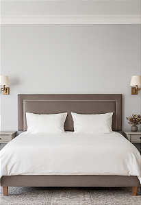 Cabeceira Estofada Casal Debrum Não é Segredo Veludo Cinza 140x60