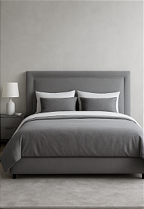 Cabeceira Estofada Casal Debrum Não é Segredo Linho Cinza 140x120