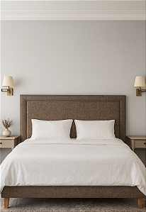 Cabeceira Estofada Queen Debrum Não é Segredo Linho Marrom 160x120