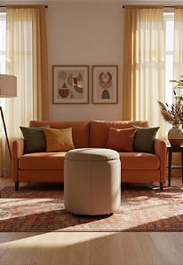 Puff Redondo Baú Não é Segredo Debrum Linho Cru 54x60 NS0611