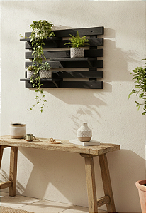 Floreira Madeira Rústica Não é Segredo Preto 90x54