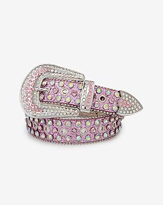 Cinto Plus Size Glitter Pink c/ Pedras Furta-cor