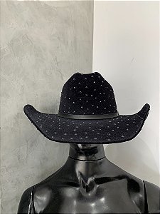 Chapéu Preto C/ Strass Rainha Texas Ranch