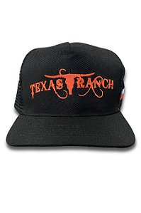 Boné Texas Ranch Preto Bordado Laranja Neon Ref. TR03