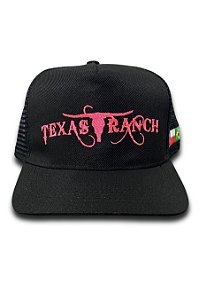 Boné Texas Ranch Preto Bordado Pink Neon Ref. TR02