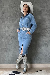 Vestido Jeans Country Azul Claro Jolene Texas Ranch Jeans Ref. TR047