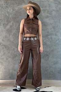 Conjunto de Couro Sintético Marrom Escuro Texas Ranch Ref. TR10