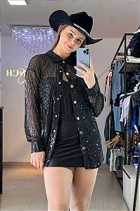 Camisão Paetê Preto Texas Ranch Jeans Ref. TR025