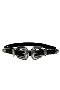 Cinto Moda Country Preto Fivela Dupla Texas Ranch Ref. TR79