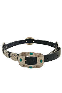 Cinto Country Feminino Couro Sintético com Detalhes Metal Ref. TR80