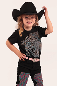 Camiseta Infantil Western Horse Strass Texas Ranch Jeans Ref. TR06