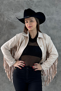 Jaqueta Suede White Franjas Basic Texas Ranch Jeans Ref. TR35
