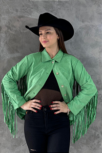 Jaqueta Suede Green Franjas Basic Texas Ranch Jeans Ref. TR36