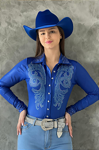 Body Camisa Azul Royal C/ Pedras Azuis Texas Ranch Ref. TR182