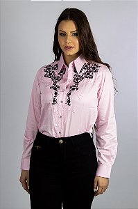 Camisa Rosa Bordada Miss Diamond Texas Ranch Jeans Ref. TR53