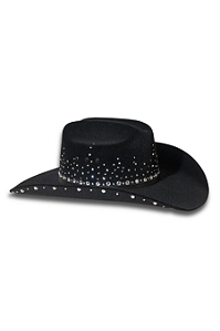 Chapéu Preto Brilhos Pratas Miss Diamond Ref. TR31