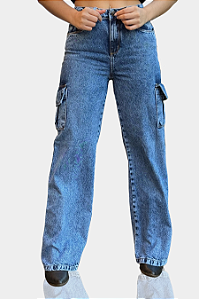 Calça Jeans Stoned Cargo Básica Texas Ranch Ref. TR214