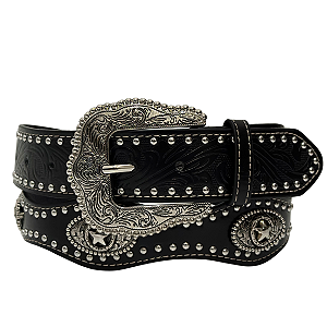 Cinto de Couro Western Star Preto Texas Ranch Ref. TR132