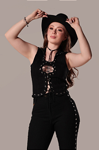 Colete Jeans Preto Básico Country Sessions Ref. TR10