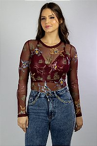 Body Tule Bordô Desert Horse Texas Ref. TR247